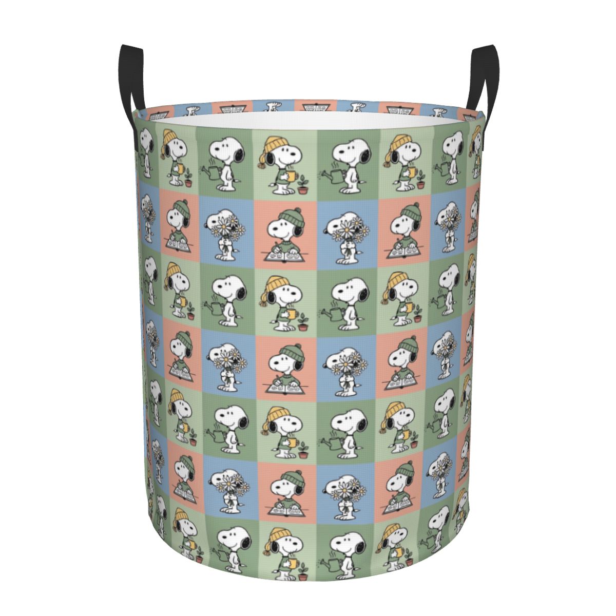 Men Accessories Hamper - S-Snoopy Checkered Plaid Laundry Hamper Large