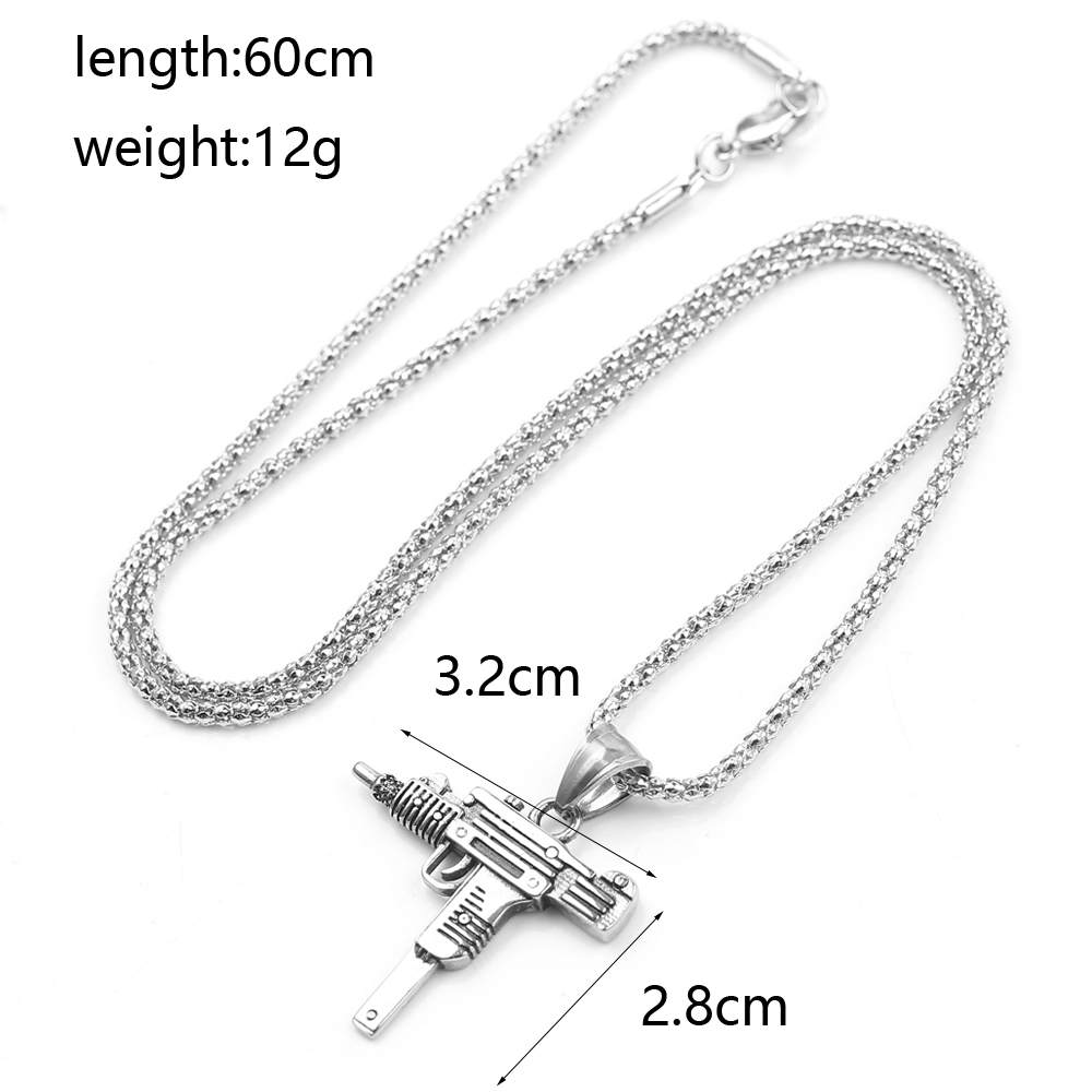 Punk Uzi Pistol Machine Gun Ne - Men Accessories Necklace review and price