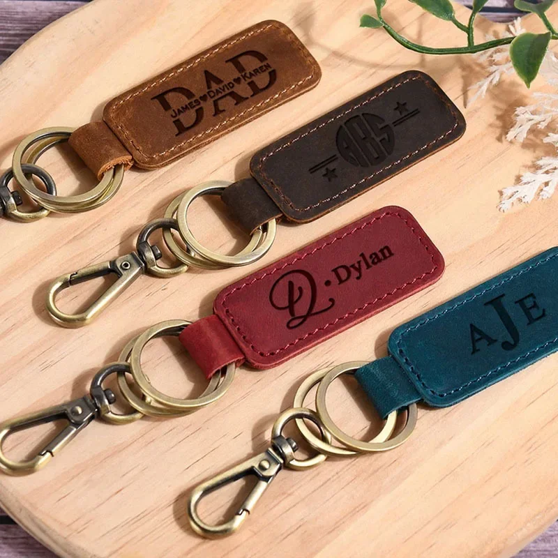 Laser Custom Logo Leather Keyc - Men Accessories In Silver review and price