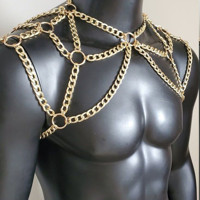 Punk Men Shoulder Body Chain B - Men Accessories In Silver review and price