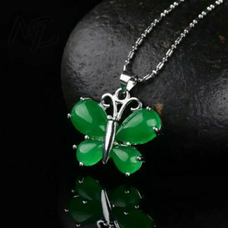 S925 Silver Green Jade Butterf - Men Accessories In Silver review and price