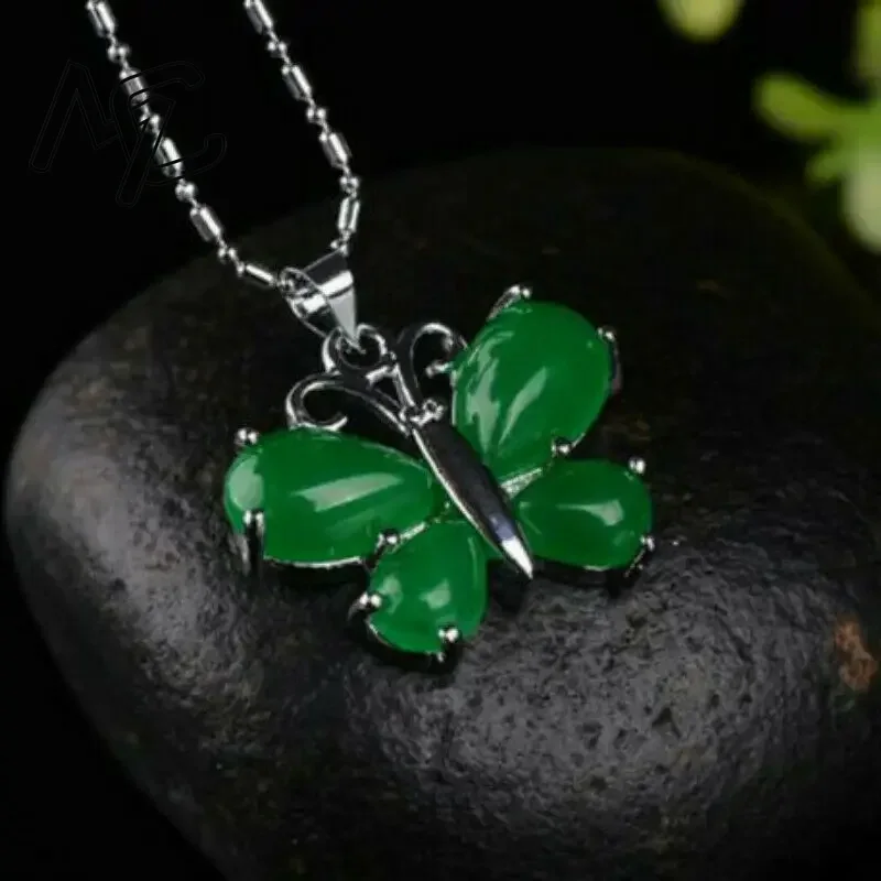 S925 Silver Green Jade Butterf - Men Accessories In Silver review and price