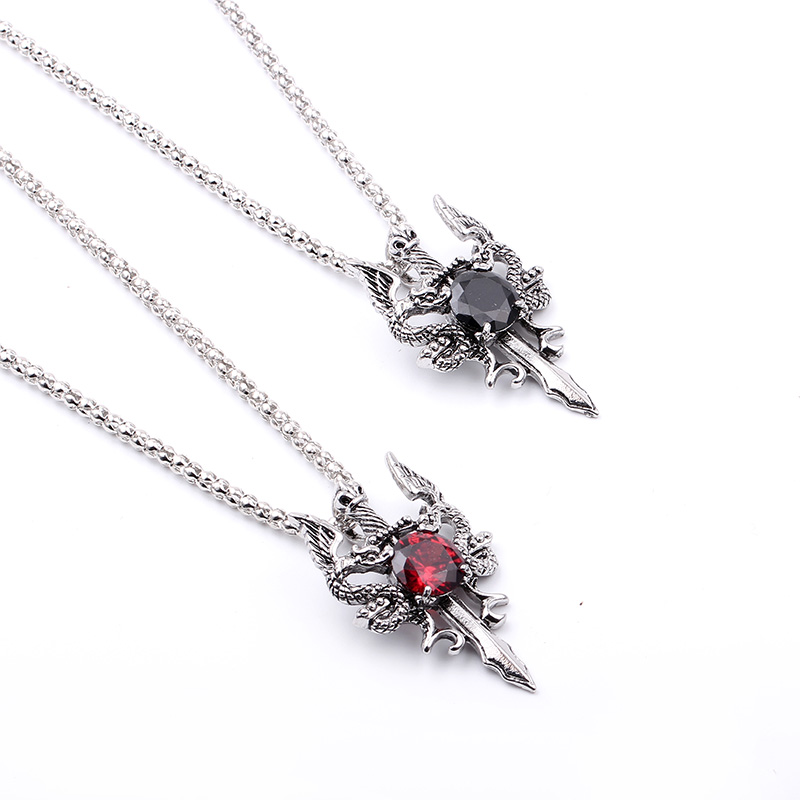 Double Dragon Black Gem Cross  - Men Accessories Necklace review and price
