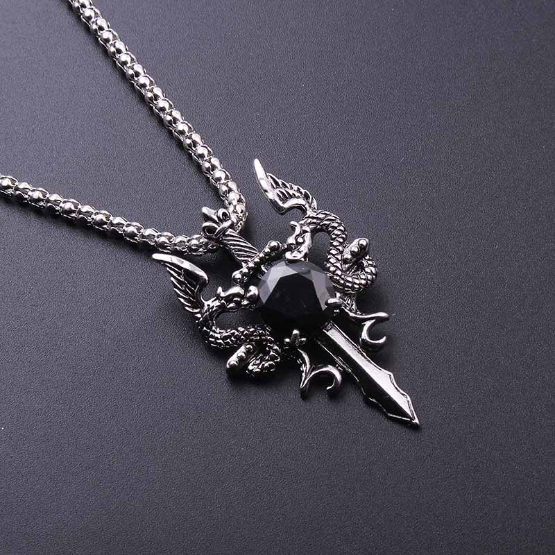Double Dragon Black Gem Cross  - Men Accessories Necklace review and price